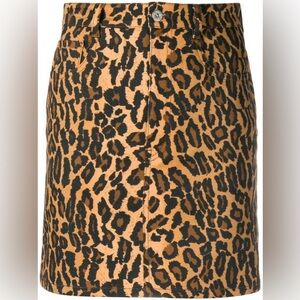 Miu Miu Leopard Print/Cat Applique A-Line Mini Skirt